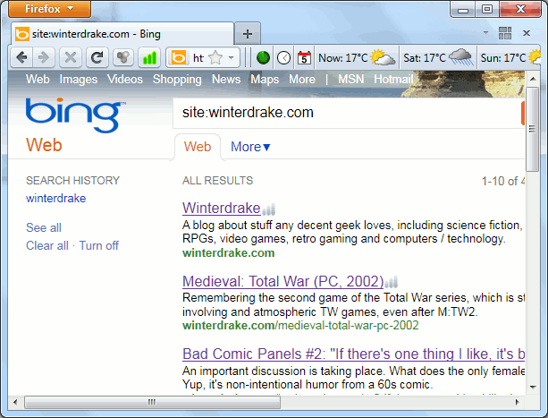 A Bing search
